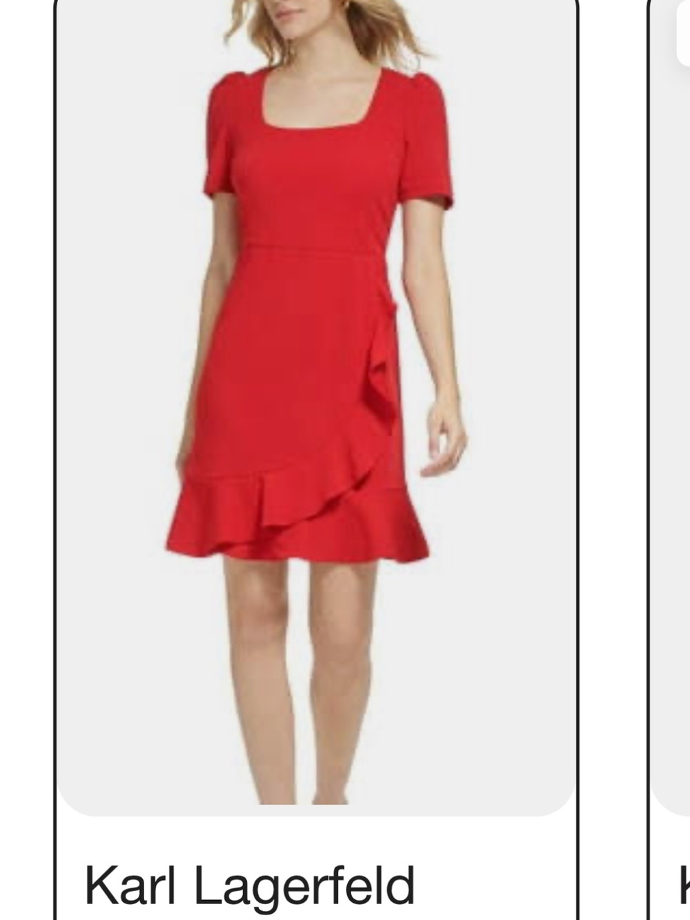 Karl Lagerfeld Red Ruffle-Trim Dress